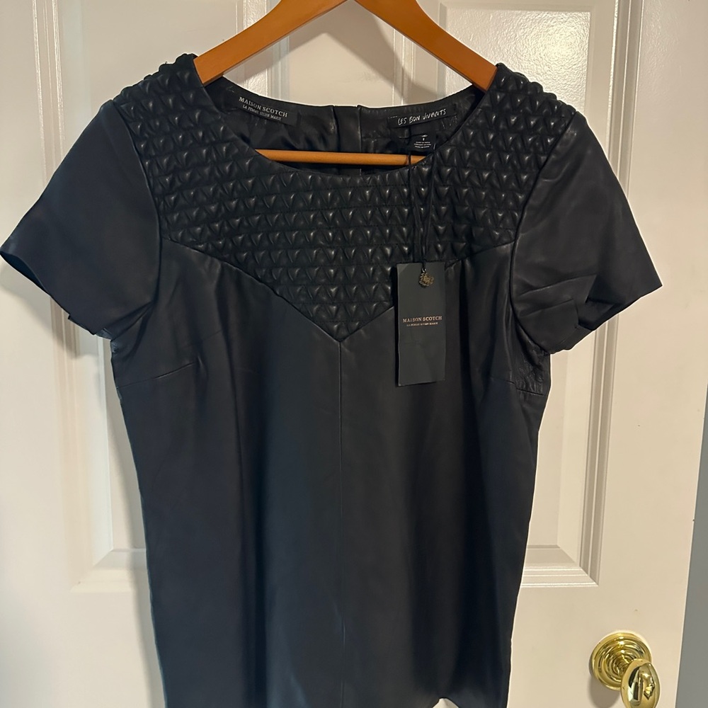 Scotch & Soda Black Textured Short Sleeve Top